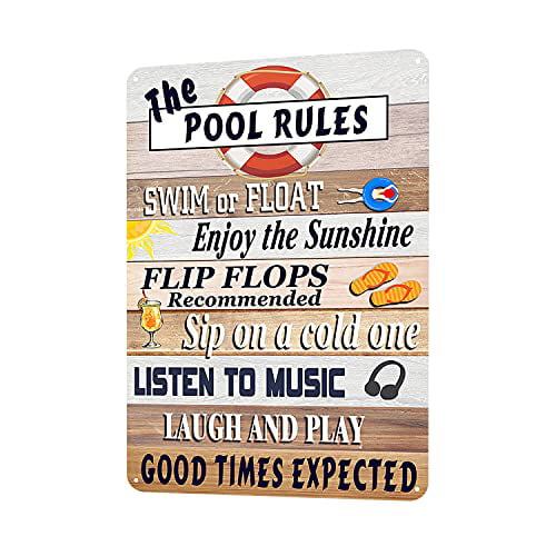Jacevoo Metal Signs Pool Rules Tin Sign Vintage Pool Patio Wall Decoration Outdoor Swimming Pool Sign 12x8 IncH 